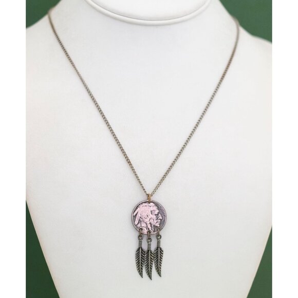 Vintage Buffalo Nickel Necklace 18 inch - W13 - Picture 2 of 3